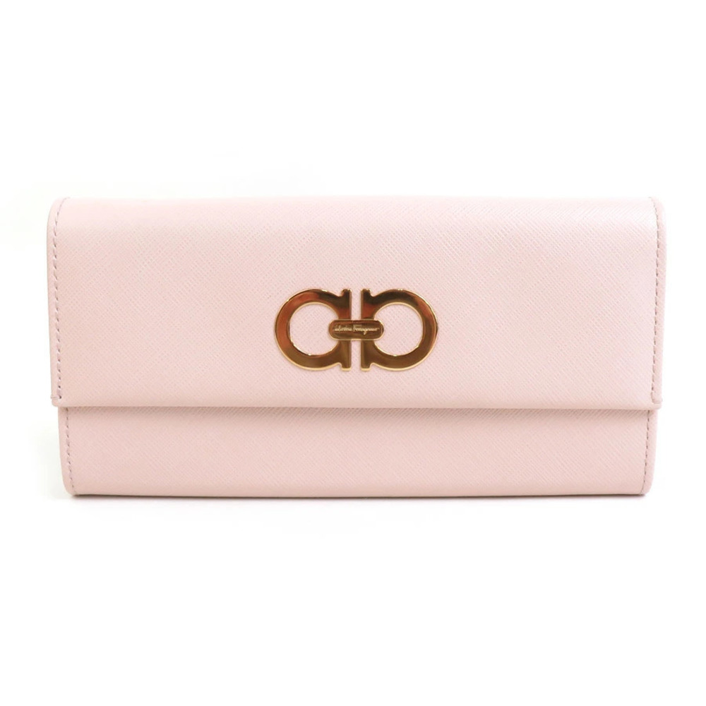 Salvatore Ferragamo long wallet Gancini leather pink